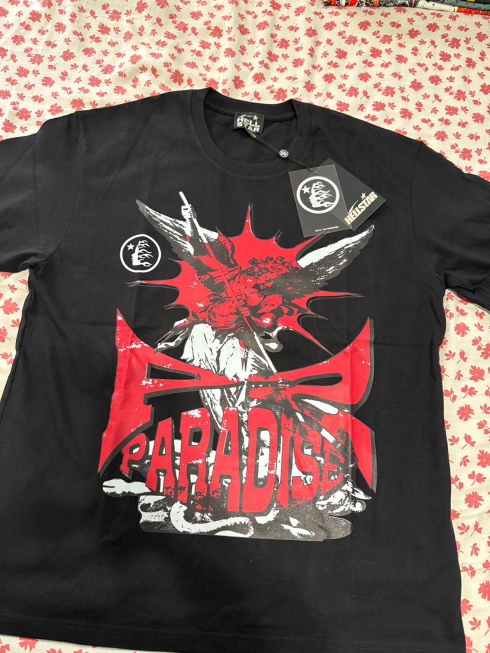 Black Paradise Graphic Crew Neck T-Shirt by Hellstar